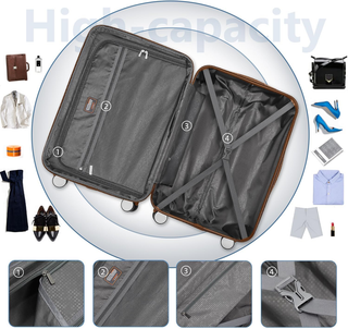 Luggage Sets 6 Piece with Duffel Bags, Hardside Expandable Suitcases with Spinner Wheels TSA Lock, Black Dweva