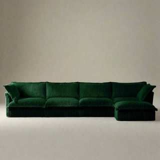 Slipcovered Fluffy Sofa - 4 Seat with Ottoman Dweva