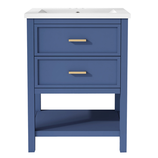24'' Bathroom Vanity with Top Sink, Modern Bathroom Storage Cabinet with 2 Drawers, Single Sink Bathroom Vanity Dweva