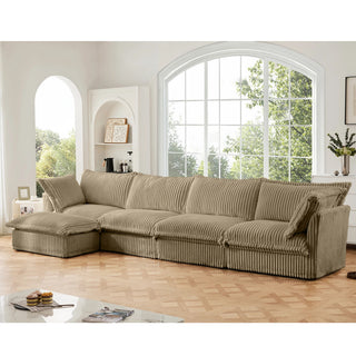 Slipcovered Fluffy Sofa - 4 Seat with Ottoman Dweva