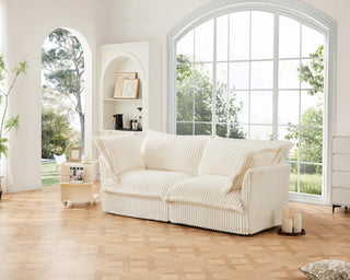 Slipcovered Fluffy Sofa - 2 Seat Dweva