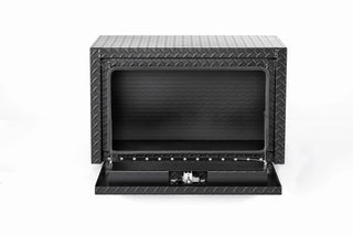 30 inch aluminum underbody truck tool box heavy duty underbed toolbox tool storage organizer chest with lock and keys, waterproof trailer box, extra thick diamond thread plate matte black finish Dweva