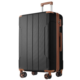 Hardshell Luggage, Lightweight Durable ABS Suitcases with Double Wheels, Expandable 28-inch Checked Luggage 28" (Black Brown) Dweva