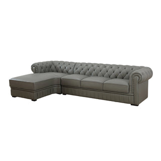 89" Dark Grey Cow Top Leather 2-Piece Living Room Sofa Set