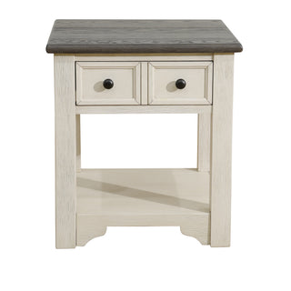 Dark Grey MDF Top and White Oak Drawer Living Room End Table