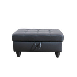 Black Faux Leather Storage Ottoman
