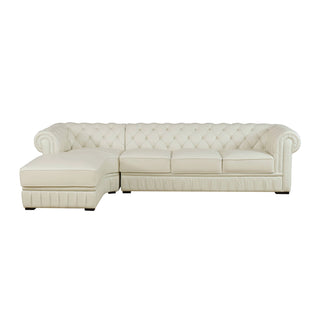89" White Cow Top Leather 2-Piece Living Room Sofa Set