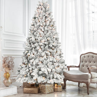 5FT Flocked Christmas Tree with 300 UL Lights and 27 Natural Pine Cones – Snowy PVC Tips, 600 Tips, Hinged Structure, Stable Metal Stand, Easy Setup Dweva