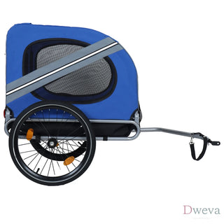 Large Folding Bike Trailer for Dogs – 66LB Capacity All-Terrain Pet Carrier, Durable Steel Frame for Cycling, Jogging, Camping & Outdoor Adventures, Blue-Gray Dweva