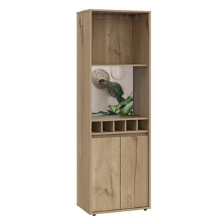 Redding Bar Cabinet, One Cabinet, Interior Shelves, Five Bottle Cubbies, Two Shelves Dweva