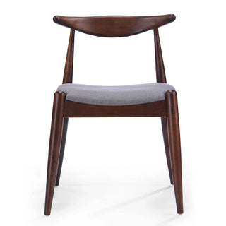 Set of 2 Rubberwood Dining Chairs with Ergonomic Backrest & Comfort Cushions, Walnut+Light Gray (same sku: 59296.00FDBEI) Dweva