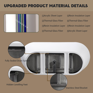 55" Acrylic Freestanding Bathtub, Stand Alone Soaking Tub, Glossy White Acrylic, Toe-tap Chrome Drain, cUPC Certified Dweva