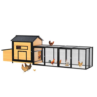 118" Large Wooden Chicken Coop Outdoor Hen House with Nesting Box, Leak-Proof Pull-Out Tray, Asphalt Roof & Free-Range Doors – Secure Poultry Cage for Backyard Farm Use Dweva