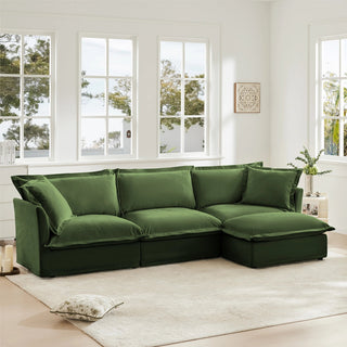 Slipcovered Fluffy Sofa - 3 Seat with Ottoman Dweva