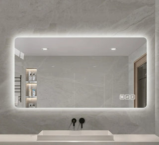 Wall mounted LED lighting mirror/bathroom mirror/full-length mirror/makeup mirror, three color lighting+dimming+IP44 waterproof+anti fog+touch switch 24 × 48 inches Dweva