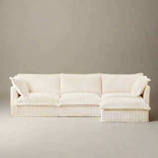 Slipcovered Fluffy Sofa - 3 Seat with Ottoman Dweva