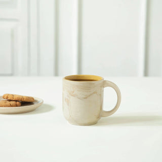 Handcrafted 7oz Beige Ceramic Coffee Mug – Stylish & Compact for Your Favorite Brew Dweva