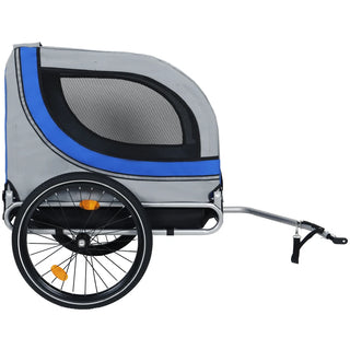 Large Folding Bike Trailer for Dogs – 66LB Capacity All-Terrain Pet Carrier, Durable Steel Frame for Cycling, Jogging, Camping & Outdoor Adventures, Gray- Blue Dweva