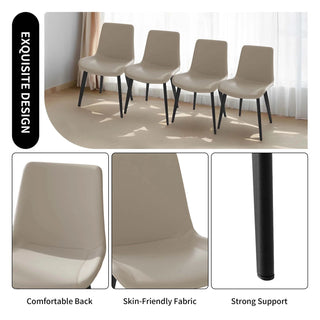 Dining Chairs 4PCS, Modern Kitchen & Dining Room Chairs, Upholstered Faux Leather Cushion Seat and Sturdy Metal Legs Dweva