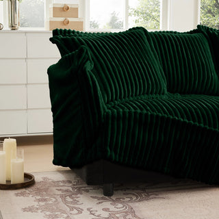 Slipcovered Fluffy Sofa - 3 Seat with Ottoman Dweva