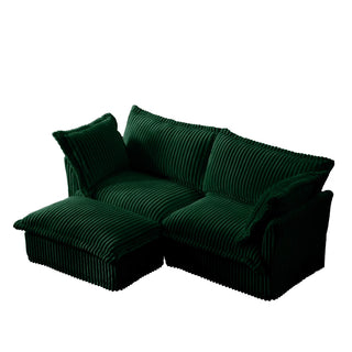 Slipcovered Fluffy Sofa - 2 Seat with Ottoman Dweva