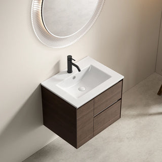 24 inch Bathroom Vessel Sink, Ceramic Bathroom Vanity Sink Top without Overflow, Convenient for Storing Personal Items - Glossy White Dweva
