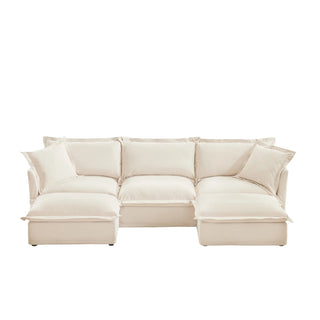 Slipcovered Fluffy Sofa - 3 Seat with 2 Ottoman Dweva
