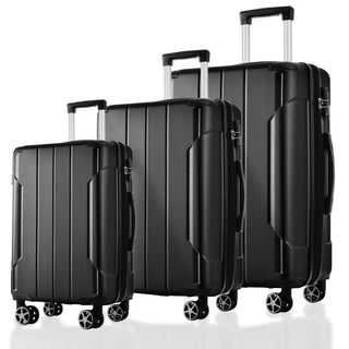 Luggage Sets 3 Piece, Expandable Hard shell ABS Suitcases with Double Spinner, Travel luggage Set with TSA Lock (20/24/28inch, Black) Dweva