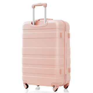 Luggage Sets New Model ABS Hardshell 3pcs Clearance Luggage Hardside Lightweight Durable Suitcase sets Spinner Wheels Suitcase with TSA Lock 20''24''28''( pink) Dweva