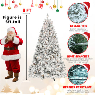 7.5FT Flocked Christmas Tree with 550 UL Lights and 49 Natural Pine Cones – Snowy PVC Tips, 1474 Tips, Hinged Structure, Stable Metal Stand, Easy Setup Dweva