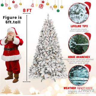 7FT Flocked Christmas Tree with 500 UL Lights and 45 Natural Pine Cones – Snowy PVC Tips, 1124 Tips, Hinged Structure, Stable Metal Stand, Easy Setup Dweva