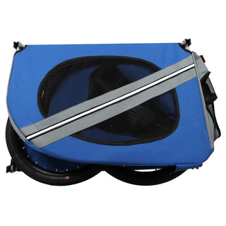Large Folding Bike Trailer for Dogs – 66LB Capacity All-Terrain Pet Carrier, Durable Steel Frame for Cycling, Jogging, Camping & Outdoor Adventures, Blue-Gray Dweva