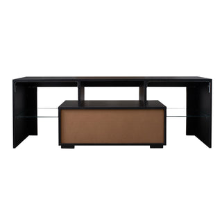 Black TV Stand with LED RGB Lights,Flat Screen TV Cabinet, Gaming Consoles - in Lounge Room, Living Room and Bedroom(Black)