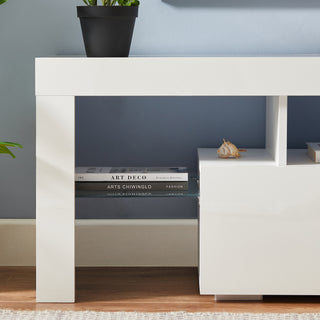 Fashion TV stand TV cabinet,Entertainment Center,TV station TV console,media console,with LEDlight belt,light belt remote control,toughenedglassshelf,metal handle,Canbeplaced in the living room,bedroom,white
