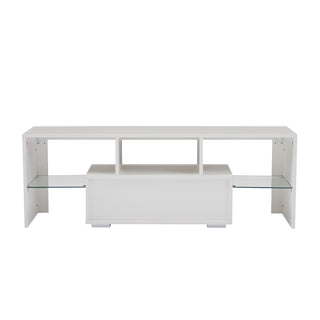 Fashion TV stand TV cabinet,Entertainment Center,TV station TV console,media console,with LEDlight belt,light belt remote control,toughenedglassshelf,metal handle,Canbeplaced in the living room,bedroom,white