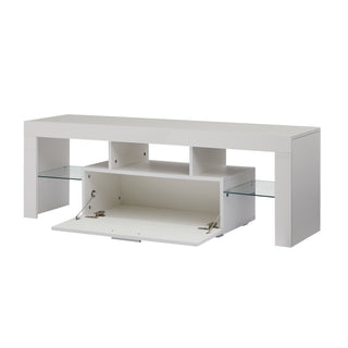 Fashion TV stand TV cabinet,Entertainment Center,TV station TV console,media console,with LEDlight belt,light belt remote control,toughenedglassshelf,metal handle,Canbeplaced in the living room,bedroom,white