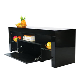 Fashion TV stand TV cabinet,Entertainment Center,TV station TV console,media console,with LED light belt,light belt remote control,toughenedglassshelf,metal handle,Canbeplaced in the living room,bedroom,black