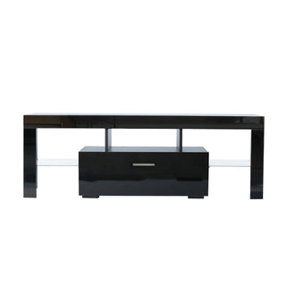 Fashion TV stand TV cabinet,Entertainment Center,TV station TV console,media console,with LED light belt,light belt remote control,toughenedglassshelf,metal handle,Canbeplaced in the living room,bedroom,black