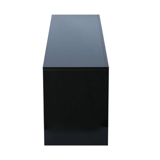 Fashion TV stand TV cabinet,Entertainment Center,TV station TV console,media console,with LED light belt,light belt remote control,toughenedglassshelf,metal handle,Canbeplaced in the living room,bedroom,black