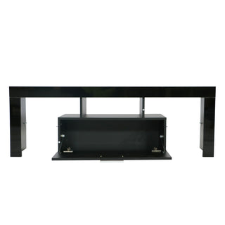 Fashion TV stand TV cabinet,Entertainment Center,TV station TV console,media console,with LED light belt,light belt remote control,toughenedglassshelf,metal handle,Canbeplaced in the living room,bedroom,black