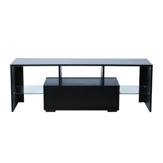 Fashion TV stand TV cabinet,Entertainment Center,TV station TV console,media console,with LED light belt,light belt remote control,toughenedglassshelf,metal handle,Canbeplaced in the living room,bedroom,black