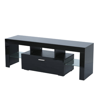 Fashion TV stand TV cabinet,Entertainment Center,TV station TV console,media console,with LED light belt,light belt remote control,toughenedglassshelf,metal handle,Canbeplaced in the living room,bedroom,black