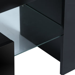 Fashion TV stand TV cabinet,Entertainment Center,TV station TV console,media console,with LED light belt,light belt remote control,toughenedglassshelf,metal handle,Canbeplaced in the living room,bedroom,black