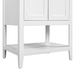 [VIDEO] 24" White Modern Sleek Bathroom Vanity Elegant Ceramic Sink with Solid Wood Frame Open Style Shelf Dweva