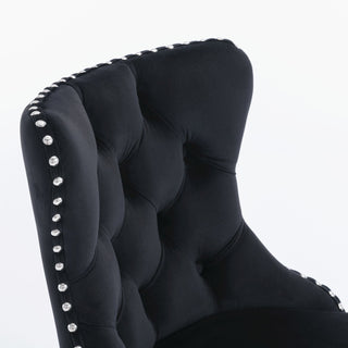 Swivel Velvet Barstools Adjusatble Seat Height from 25-33 Inch, Chrome base Bar Stools with Backs Comfortable Tufted for Home Pub and Kitchen Island,Set of 2,AS1712BK,Black Dweva