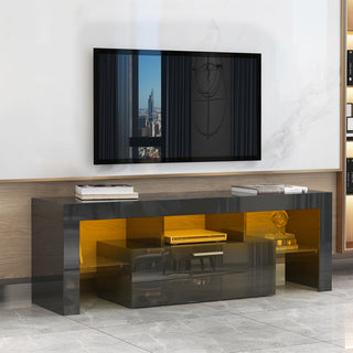 Fashion TV stand TV cabinet,Entertainment Center,TV station TV console,media console,with LED light belt,light belt remote control,toughenedglassshelf,metal handle,Canbeplaced in the living room,bedroom,black