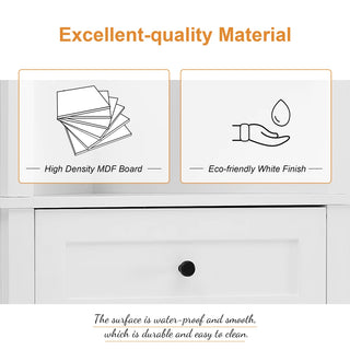 White Triangle Tall Cabinet with 3 Drawers and Adjustable Shelves for Bathroom, Kitchen or Living Room, MDF Board with Painted Finish(Old SKU:WF298150AAK) Dweva