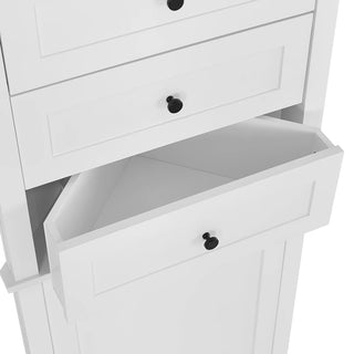 White Triangle Tall Cabinet with 3 Drawers and Adjustable Shelves for Bathroom, Kitchen or Living Room, MDF Board with Painted Finish(Old SKU:WF298150AAK) Dweva