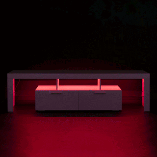 FashionTVstandTVcabinet,EntertainmentCenter,TVstationTV console,media console,with LEDlight belt,light belt remote control,toughenedglassshelf,metal handle,Canbeplaced in the living room,bedroom,White