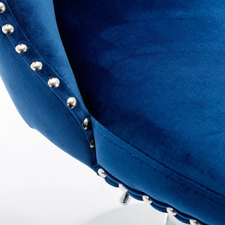 Swivel Velvet Barstools Adjusatble Seat Height from 25-33 Inch, Chrome base Bar Stools with Backs Comfortable Tufted for Home Pub and Kitchen Island,Set of 2,AS1712BL,Blue Dweva